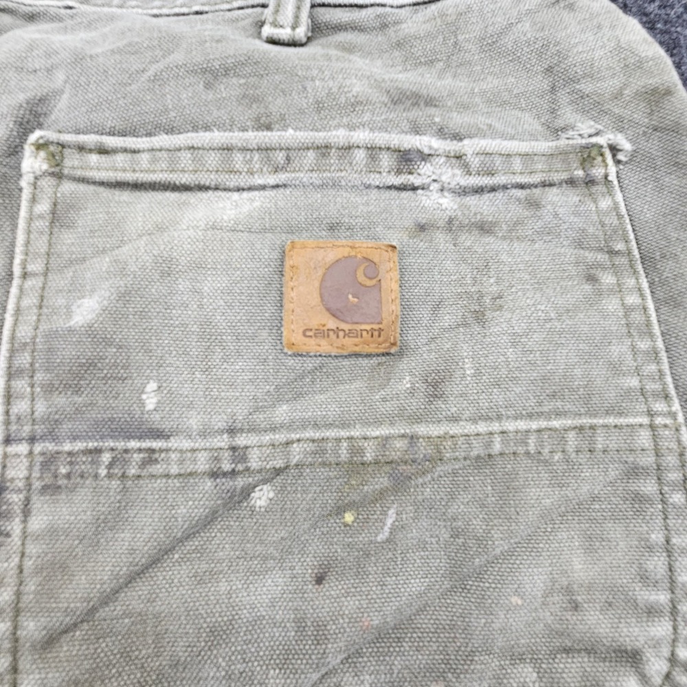 Paint Splattered Faded Green Carhartt Carpenter work pants B11 MOS 32x30 Men's - Picture 7 of 14